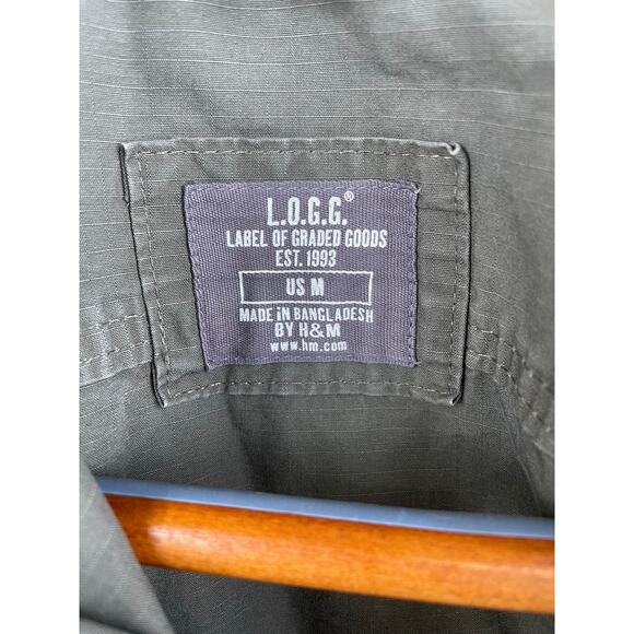 H&M Jacket Mens M Army Military Utility Indie Grunge Oversized Full Zip Khaki - Picture 4 of 14